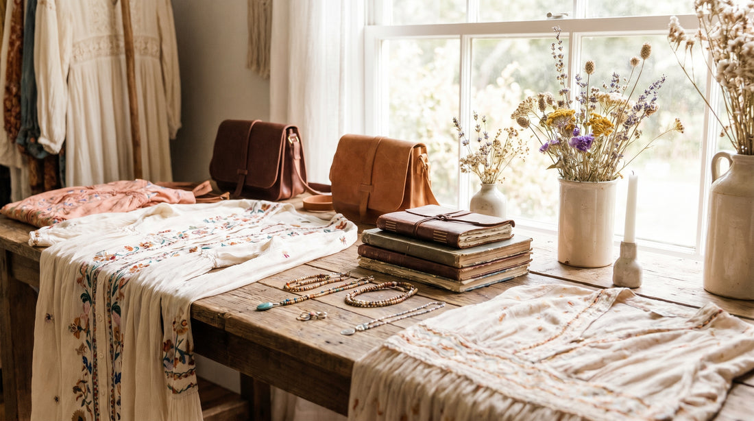 Artisan hands embroidering colorful Rajasthani textiles with beads and traditional patterns for bohemian fashion