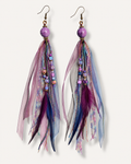 Fifochka Mystic Ribbon Feather Earrings